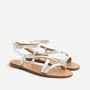 J. Crew Flat sandals in metallic leather
